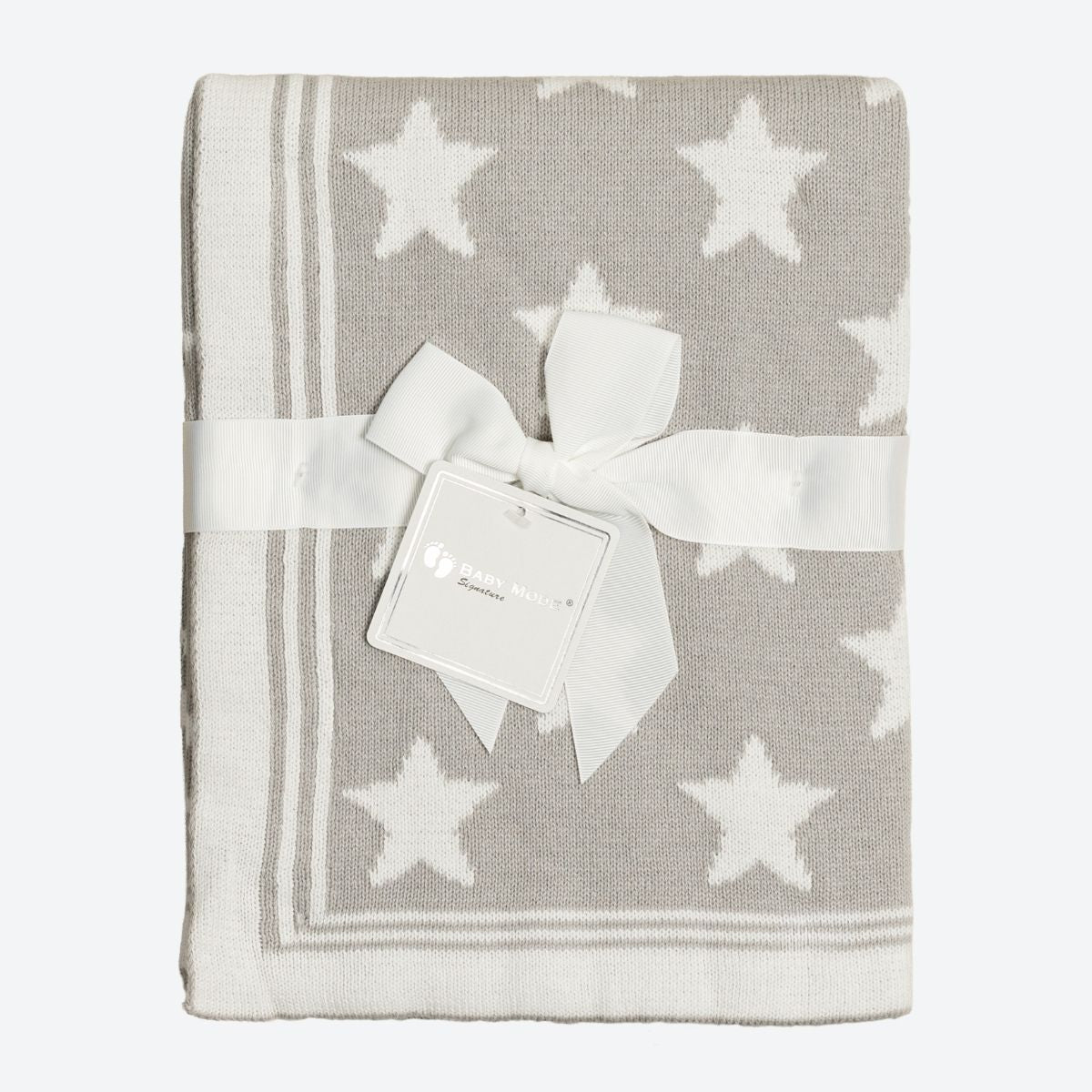 Grey Stars Baby Cable Knit Blanket - Default Image