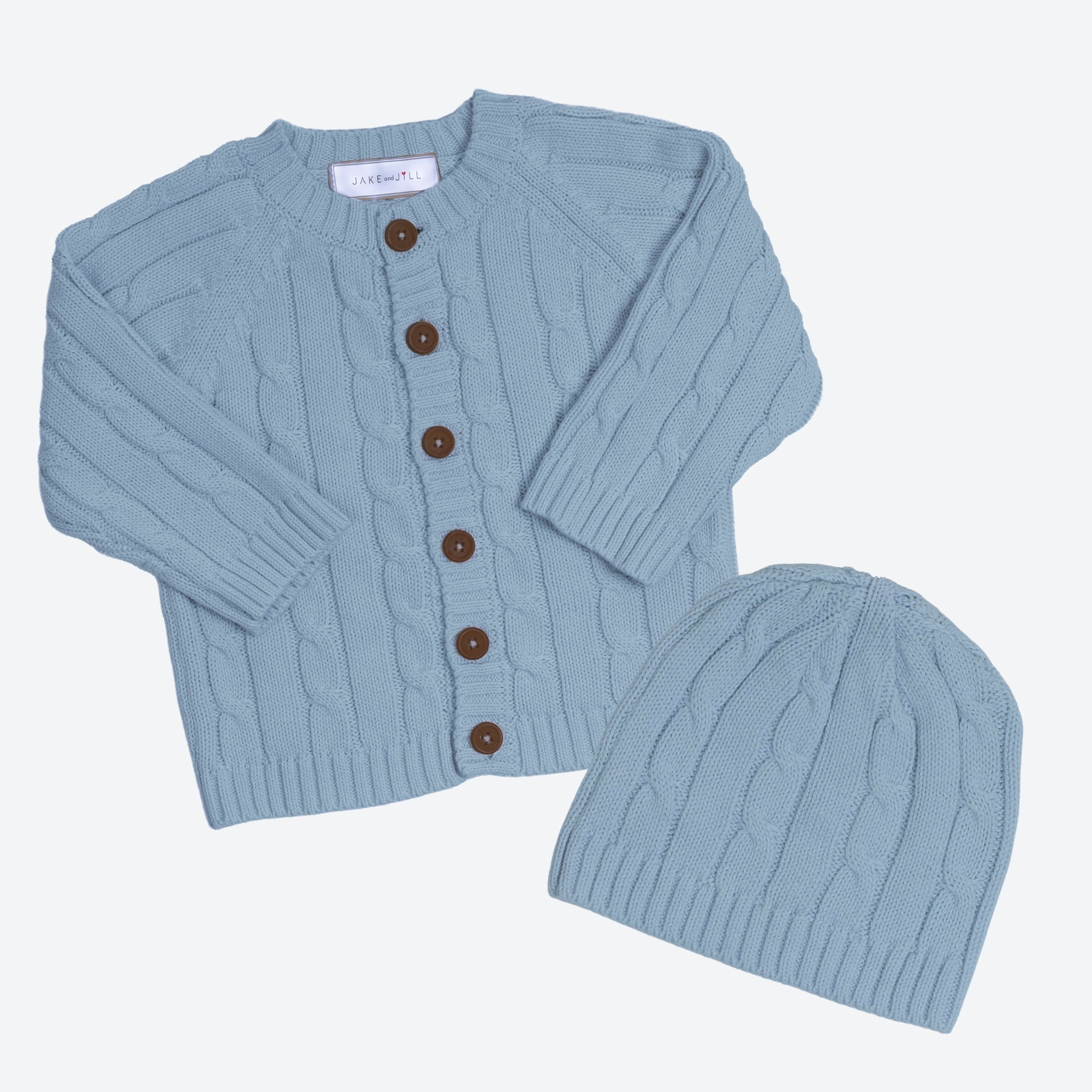Baby Sweater & Hat Set - Blue - Default Image