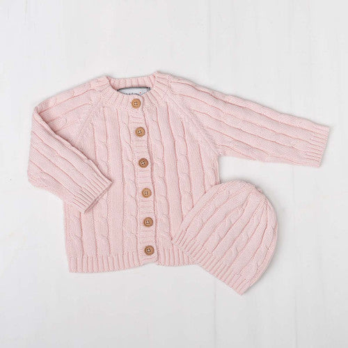 Baby Sweater & Hat Set - Pink