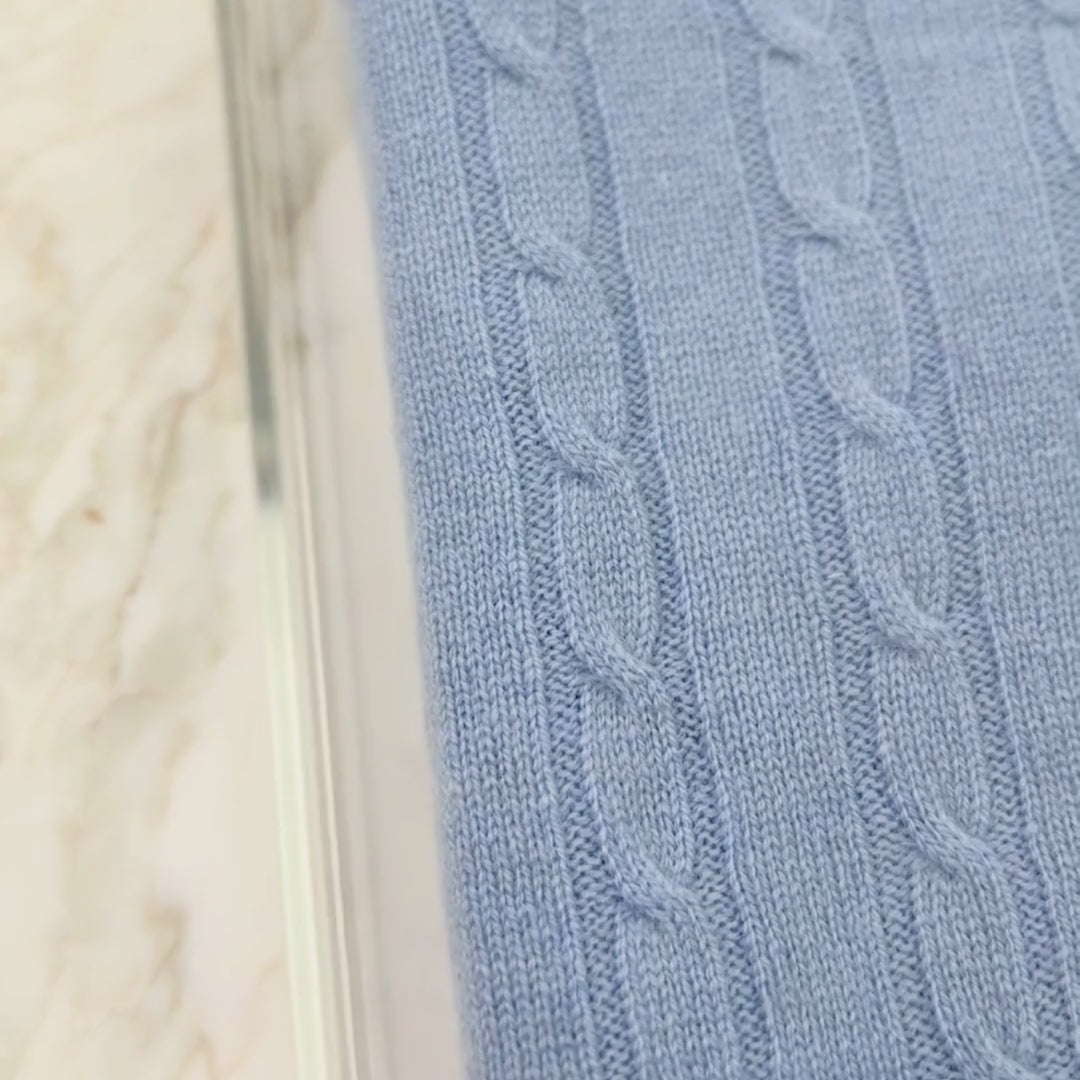 Jake and Jill Blue 100% Cashmere Blanket